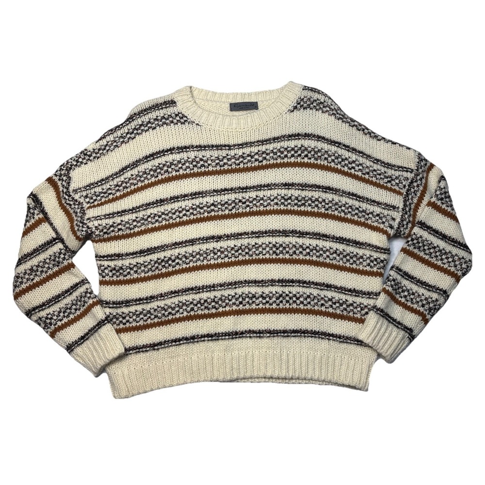 Elsamanda Anthropologie Wool Blend Striped Sweater‎ Italy Chunky Knit M